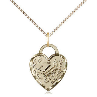 14kt Gold Filled Graduation Heart Medal Religious Jewelry Engraved Catholic Saint Jewelry
