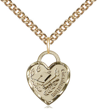 14kt Gold Filled Graduation Heart Medal Religious Jewelry Engraved Catholic Saint Jewelry