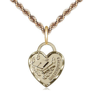 14kt Gold Filled Graduation Heart Medal Religious Jewelry Engraved Catholic Saint Jewelry