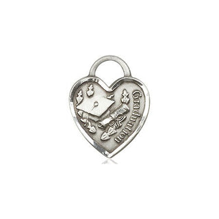Sterling Silver Graduation Heart Medal Engraved Catholic Saint Jewelry