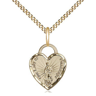 14kt Gold Filled Our Lady of Guadalupe Heart Medal Religious Jewelry