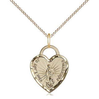 14kt Gold Our Lady of Guadalupe Heart Medal