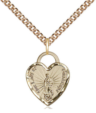 14kt Gold Our Lady of Guadalupe Heart Medal