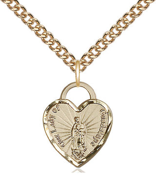 14kt Gold Our Lady of Guadalupe Heart Medal