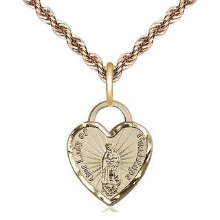 14kt Gold Our Lady of Guadalupe Heart Medal