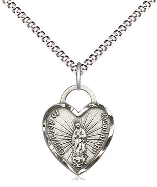 Sterling Silver Our Lady of Guadalupe Heart Medal Religious Jewelry