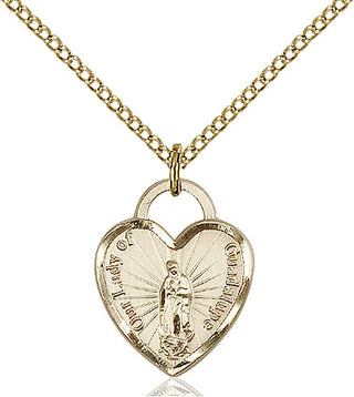 14kt Gold Filled Our Lady of Guadalupe Heart Medal Religious Jewelry