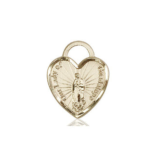 14kt Gold Our Lady of Guadalupe Heart Medal
