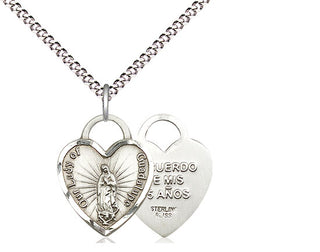Sterling Silver Our Lady of Guadalupe Heart Medal Religious Jewelry