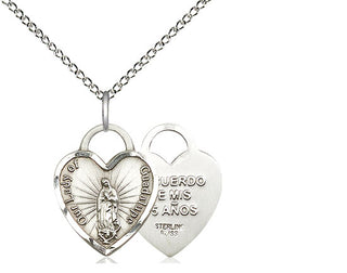 Sterling Silver Our Lady of Guadalupe Heart Medal Religious Jewelry