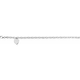 Sterling Silver Heart Charm 7.5" Bracelet 