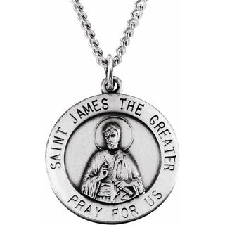 Sterling Silver 18 mm Saint James Medal 18" Necklace  
