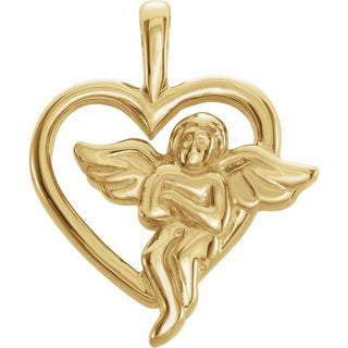18K Yellow 18x15 mm Angel Heart Pendant