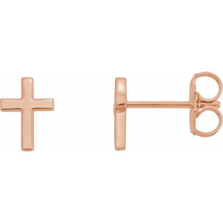 14K Rose 6 mm Cross Earrings