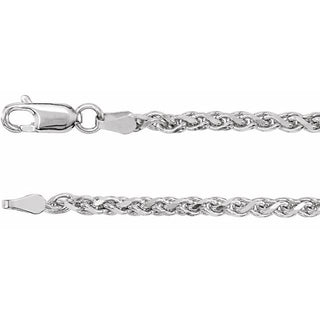 7 Inch Diamond Cut Wheat Bracelet With Lobster Clasp 14K White Gold