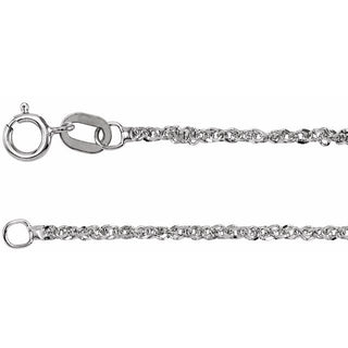 7 Inch Diamond Cut Singapore Bracelet With Spring Ring 14K White Gold