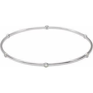 14K White 1/4 CTW Natural Diamond Bezel-Set Bangle 8" Bracelet