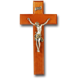 9" Natural Cherry Cross With Antique Sil. andGld.Corp