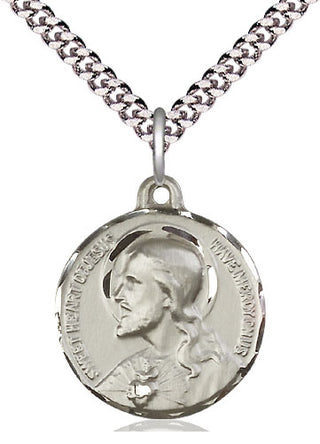 Sterling Silver Sacred Heart of Jesus Pendant Necklace