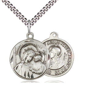 Sterling Silver Our Lady of Good Counsel Pendant on an 24-inch Light Rhodium Heavy Curb Chain