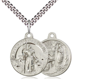Sterling Silver Saint Joan of Arc Pendant Necklace