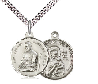 Sterling Silver Bishop Newman Pendant on an 24-inch Light Rhodium Heavy Curb Chain