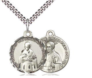 Sterling Silver Saint Gabriel of the Blessed Virgin Pendant Necklace