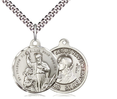 Sterling Silver St. Francis de Sales Necklace | Large