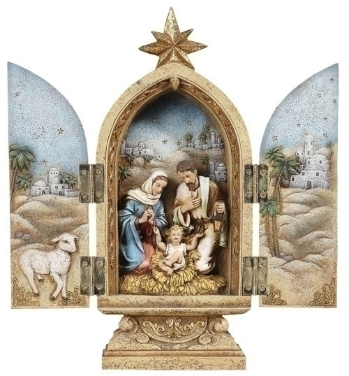 10-inch Holy Family Triptych with Mary Jesus and Joseph
