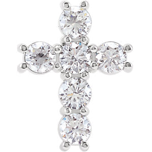 14K White 1 1/6 CTW Diamond Cross Pendant