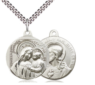 Sterling Silver Our Lady of Good Counsel Pendant on an 24-inch Light Rhodium Heavy Curb Chain