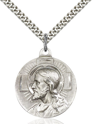 Sterling Silver Salvator Mundi Pendant Necklace