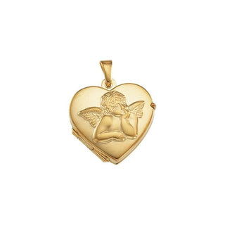 14K Yellow 17.5x18.5 mm Heart Angel Locket