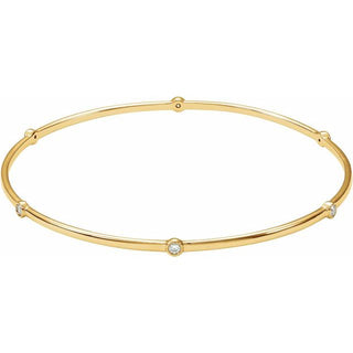 14K Yellow 1/4 CTW Lab-Grown Diamond Bezel-Set Bangle 8" Bracelet