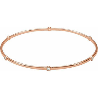 14K Rose 1/4 CTW Natural Diamond Bezel-Set Bangle 8" Bracelet