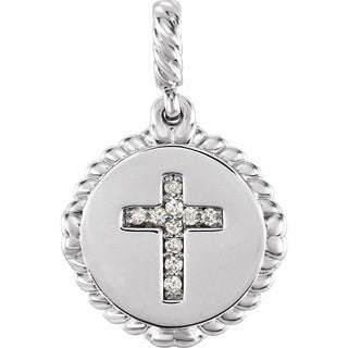 14K White .04 CTW Natural Diamond Cross Rope Pendant