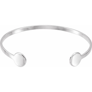 14K White Engravable Cuff 6 3/4" Bracelet 