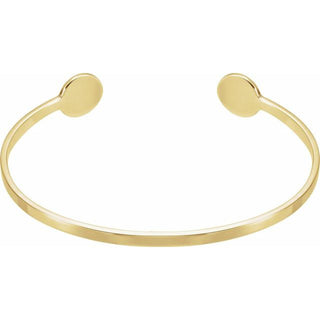 14K Yellow Engravable Cuff 6 3/4" Bracelet 