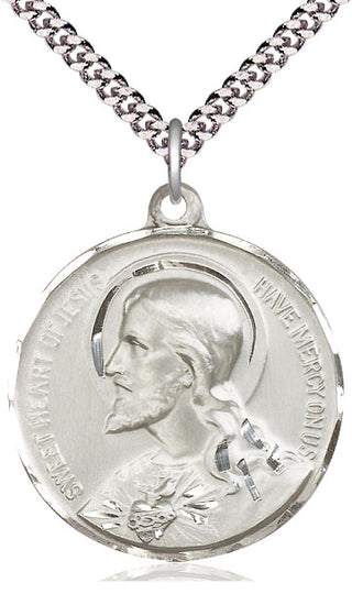 Sterling Silver Sacred Heart of Jesus Pendant Necklace