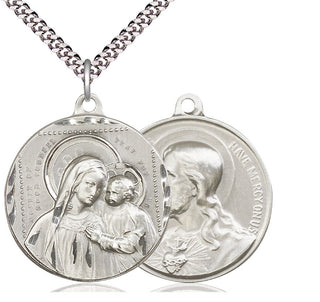 Sterling Silver Our Lady of Good Counsel Pendant on an 24-inch Light Rhodium Heavy Curb Chain