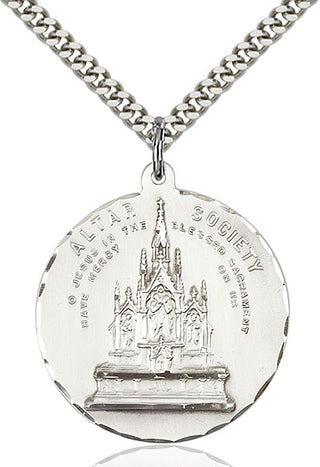 Sterling Silver Alter Society Pendant on an 24-inch Light Rhodium Heavy Curb Chain