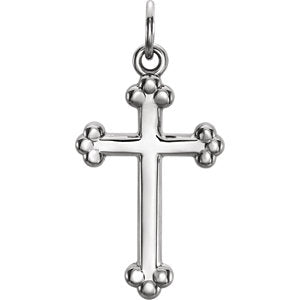 14K White 17x11 MM Cross Pendant