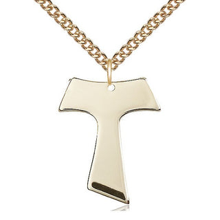14kt Gold Filled Tau Cross Medal Catholic Jewelry