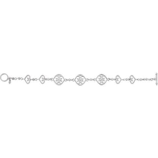 14K White Granulated Heart 7 1/2" Bracelet
