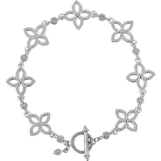 Sterling Silver Floral 7 1/2" Bracelet