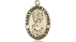 14kt Gold Filled Saint Christopher Medal Engraved Catholic Saint Jewelry