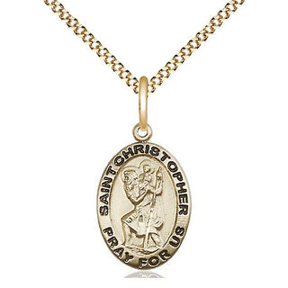 14kt Gold Filled Saint Christopher Medal Religious Jewelry Engraved Catholic Saint Jewelry