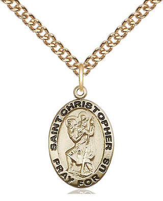 14kt Gold Filled Saint Christopher Medal Religious Jewelry Engraved Catholic Saint Jewelry