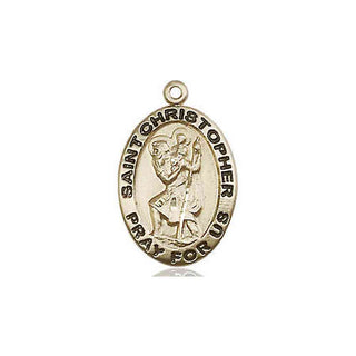 14kt Gold Saint Christopher Medal Engraved Catholic Saint Jewelry