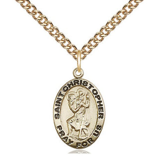 14kt Gold Saint Christopher Medal Engraved Catholic Saint Jewelry